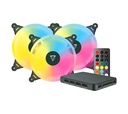 Ventilador Ocelot Gaming OFKIT-2 ARGB, 120mm, 1200RPM, Negro, 3 Piezas - incluye Controlador