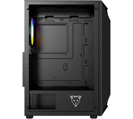 Gabinete Ocelot Gaming Polygon-E5 con Ventana, Midi-Tower, ATX/ITX/Micro ATX, USB 3.0/2.0, sin Fuente, 4 Ventiladores Instalados RGB, Negro