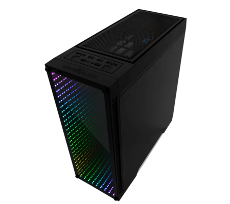 Gabinete Game Factor CSG601 con Ventana RGB, Full-Tower, ATX/E-ATX/Micro-ATX/Mini-ITX, USB 2.0/3.0, sin Fuente, 1 Ventilador Instalado, Negro