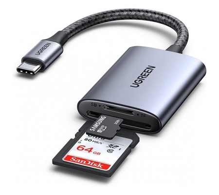Ugreen Adaptador USB-C a Lector de SD y Micro SD Negro
