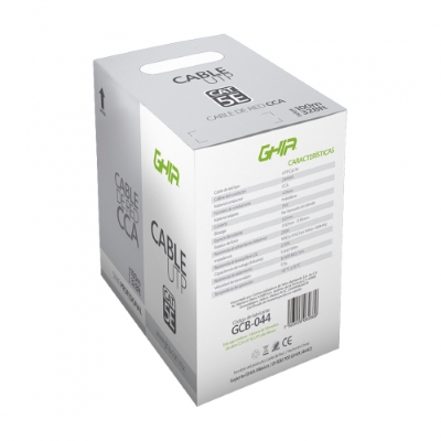 Bobina de Cable UTP Cat5E GHIA Cca gris 100M 24 AWG 328Ft Certificación Ce/Rohs