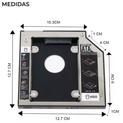 CADDY ADAPTADOR PARA SEGUNDO DISCO DURO SSD 12.7 MM