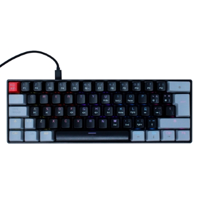Teclado Gamer Ocelot Gaming Techno Black 60 RGB, Teclado Mecánico, Switch Blue, Alámbrico, Negro/Gris (Inglés)