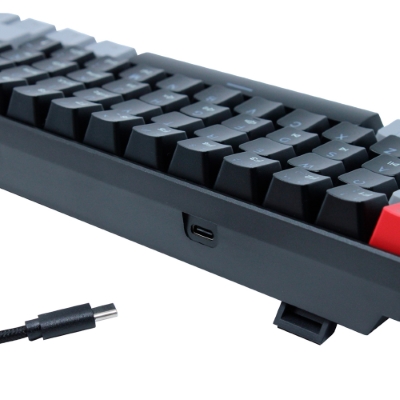 Teclado Gamer Ocelot Gaming Techno Black 60 RGB, Teclado Mecánico, Switch Blue, Alámbrico, Negro/Gris (Inglés)