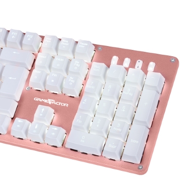 Teclado Gamer Game Factor KBG400-PK, Teclado Mecánico, Switch KRED Red, Alámbrico, Rosa, (Español)