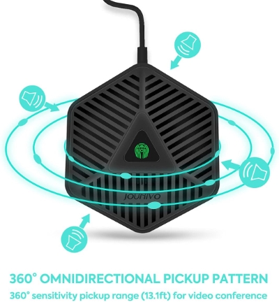 JOUNIVO Micrófono USB de conferencia, micrófono de computadora omnidireccional de 360° con botón de silencio para videoconferencia, grabación