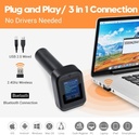 Tera Pro Escáner de código de barras inalámbrico 2D QR con pantalla de visualización Indicador de nivel de batería Visualización de tiempo Funciona con Bluetooth con base de carga para almacén Supermercado Biblioteca HW0006 Pro
