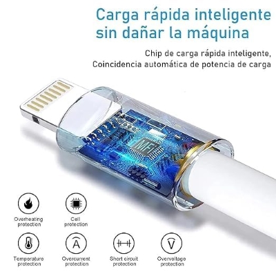 Cable usb a lightning apple mfi certificado 6ft 1.8 metros compatible iphone 14/13/12/11