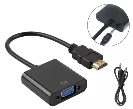 Adaptador Hd 1080p Hdmi-vga + Cable De Audio De 3,5 Mm