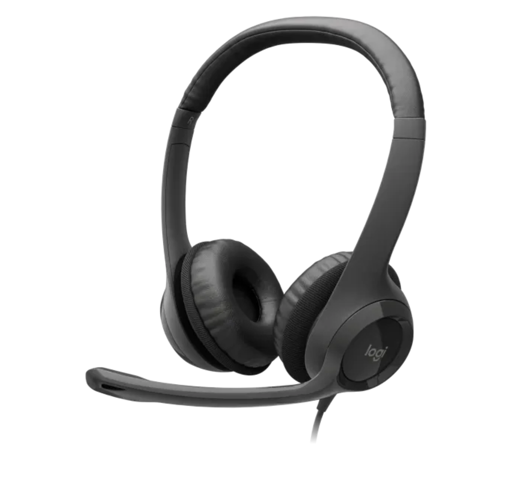 Audífonos con Micrófono Tipo Diadema, Logitech H390, color Off White, Alambricos, con Conector USB, Control de Audio Integrado en El Cable