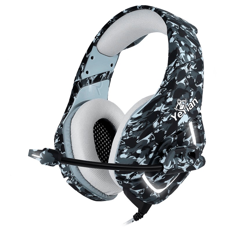 Audífonos Gamer YEYIAN (ydf-33401G), Alámbrico, 3.5mm, Cable 2 m, Camuflaje gris
