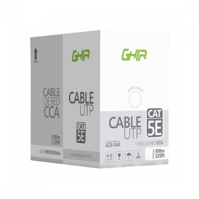 Bobina de Cable UTP Cat5E GHIA Cca gris 100M 24 AWG 328Ft Certificación Ce/Rohs