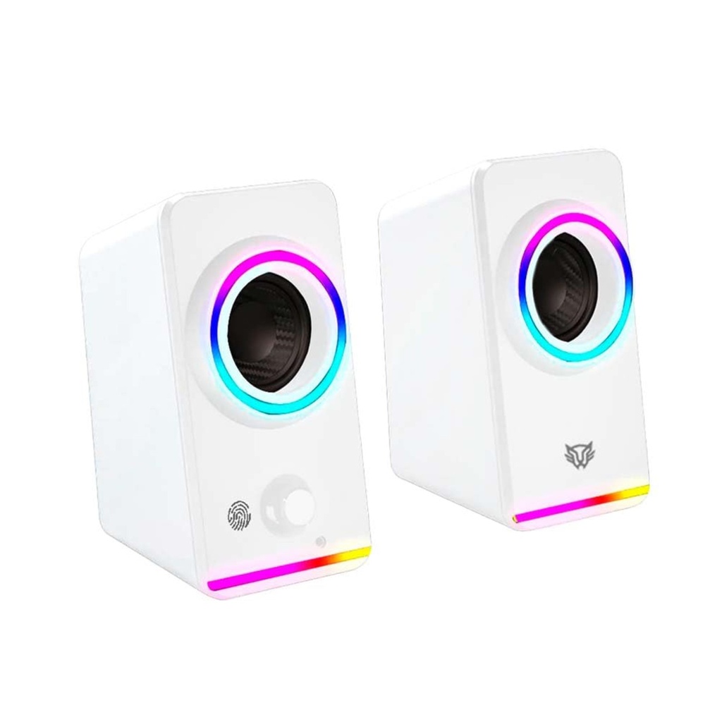 Bocinas Gamer Glimm Style Bg565 Inalámbricas/Bluetooth + 10 W + 2.0 Ch/Iluminación RGB+ 2.0 Canales/Blanco