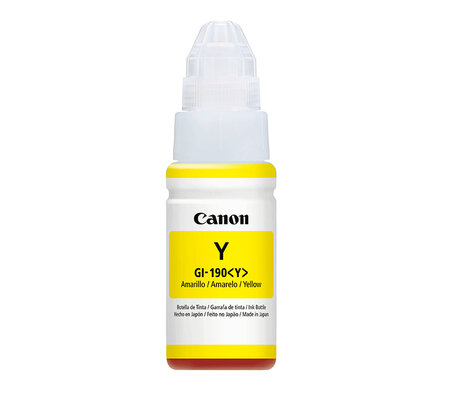 Botella de Tinta Canon Gi-190 Amarillo, Rendimiento 7,000 Páginas, Compatible G1100, G2100, G3100, G4100