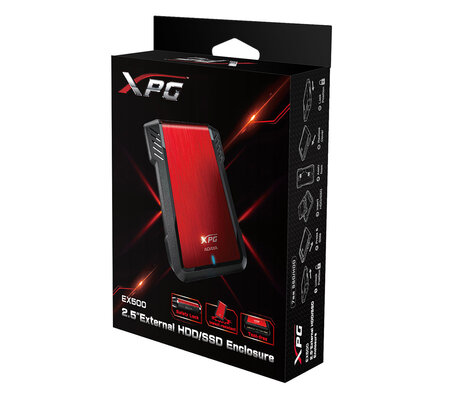 Adata Gabinete de Disco Duro EX500, 2.5'', SATA III, USB 3.1, Negro/Rojo