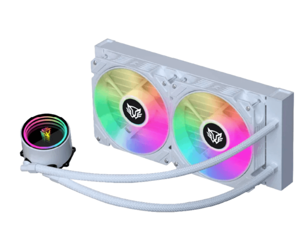 Enfriamiento Líquido Balam Rush 240 para CPU Hydrox  Pro HX20 2 Vent 120 mm Argb, Bomba con Cabezal Infinito RGB Pwm + 4 Pines + Conector Aura, Seguro para CPU de Intel y AMD Legend Series Blanco