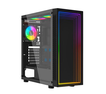 Gabinete Gamer Ocelot PORTAL-M4 - ATX/Micro ATX/Mini-ITX - 3 Ventiladores - Panel Lateral