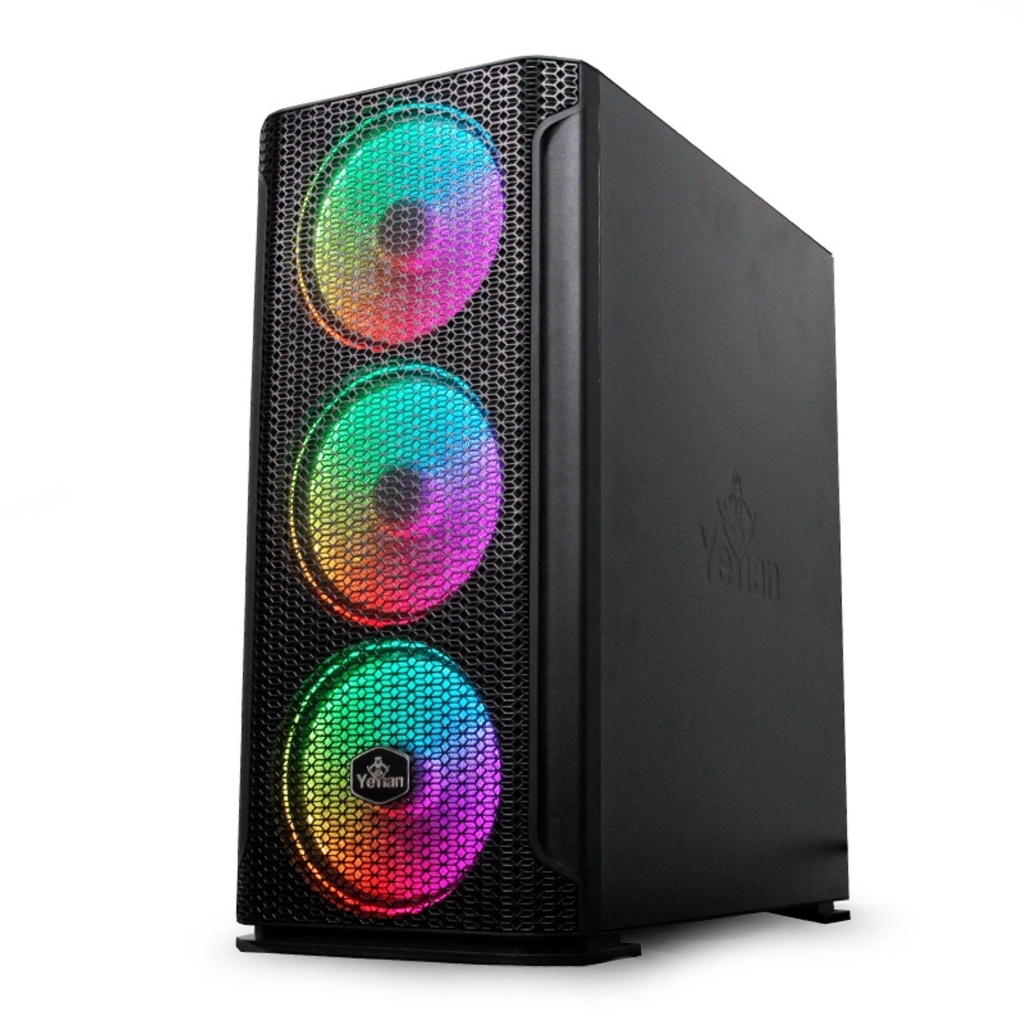 Gabinete YEYIAN ygh-49703 Hollow 2500 At x /3Vent/Argb/Mesh/USB/negro