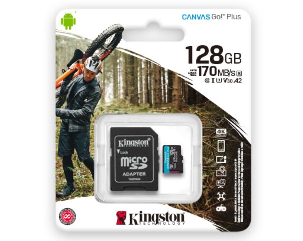Memoria Microsd Sd x c Kingston 128GB (Sdcg3/128GB)Canvas Go Plus, Uhs-I, Clase10, C/Adaptador