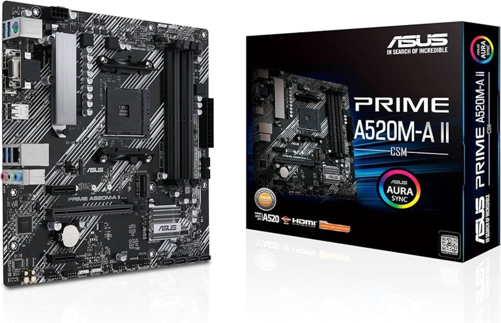 Tarjeta Madre ASUS Micro ATX PRIME A520M-A II CSM, S-AM4, AMD A520, HDMI, 128GB DDR4 para AMD 