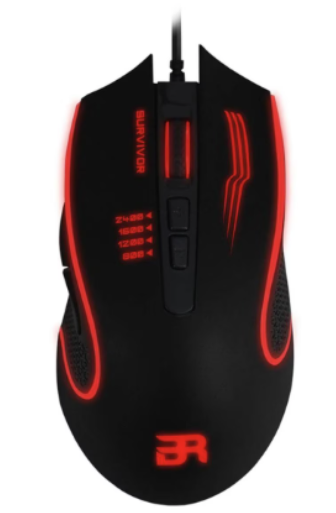 Mouse Gamer 3200 DPi LED Survivor Gm320 USB 4 Niveles 6 Botones negro