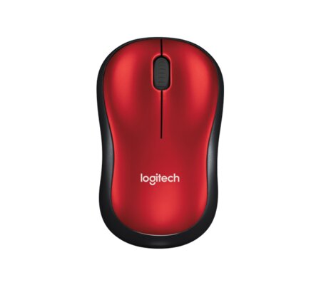 Mouse Logitech Óptico M185, Inalámbrico, 1000DPI, Rojo/Negro