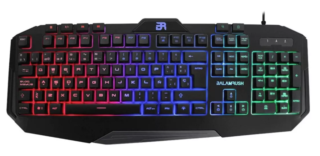 Teclado Gamer Memoriabrana 100% Gunfire Kg330 USB LED negro
