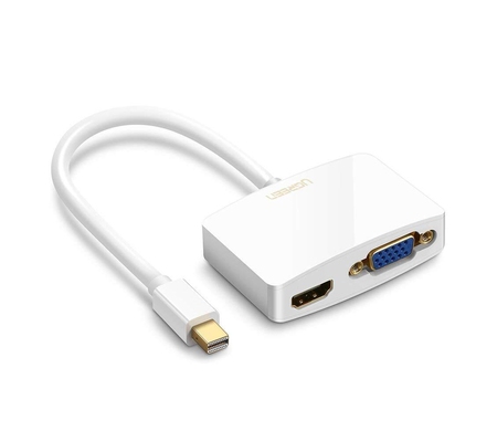 Adaptador Convertidor Mini DisplayPort a HDMI y VGA Ugreen Blanco