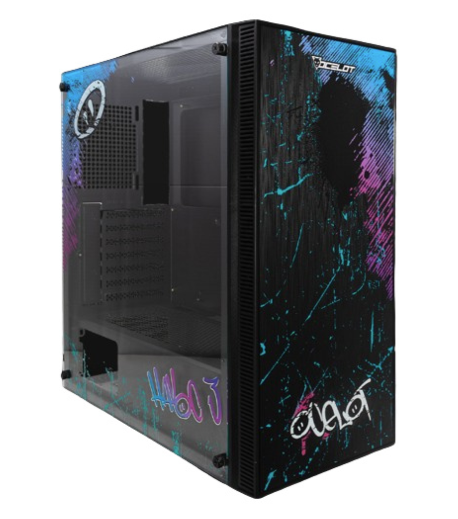 Gabinete Gamer OC-HAVOC 3 E-ATX 3 Fan ARGB Cristal Templado CyberPunk Urbano
