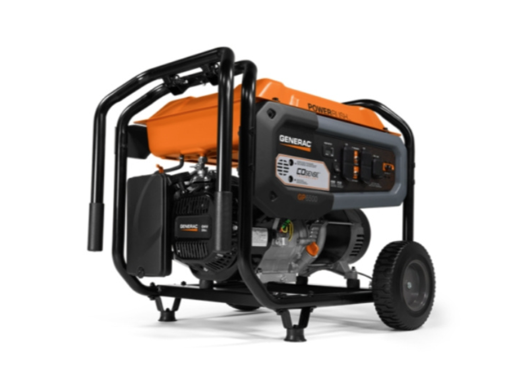 Generac Generador Inversor de Gasolina Portátil GP6500, 6500W, 240V, 25.74 Litros, Negro/Naranja
