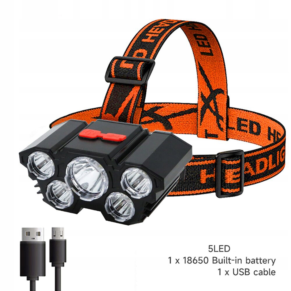 Linterna frontal impermeable recargable