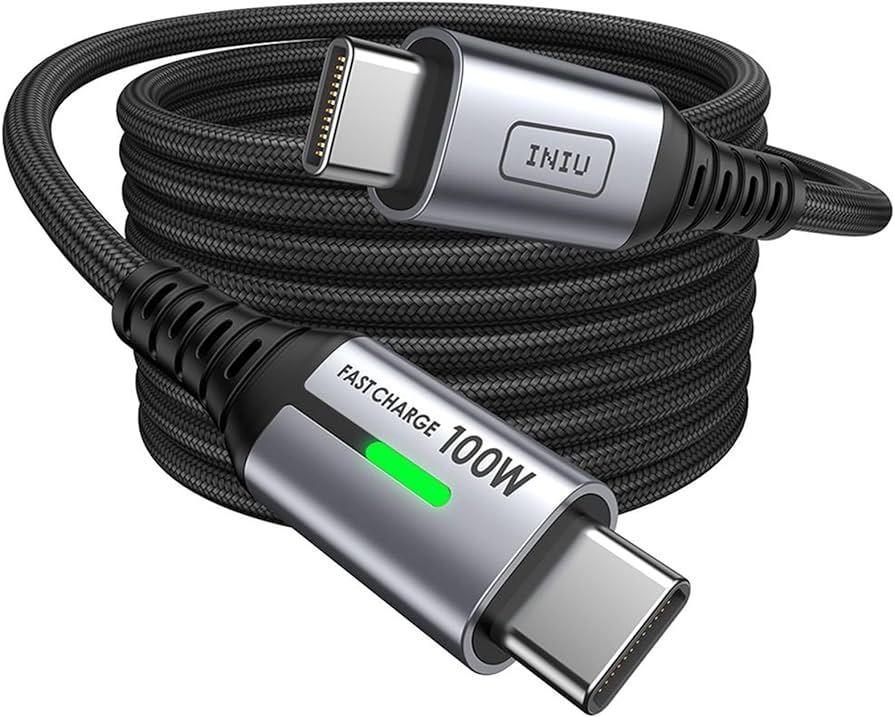 USB C to USB C Cable, INIU 100W [6.6ft] PD 5A Fast Charging Type C to Type C Cable, Nylon Braided USB-C Cord Phone Charger