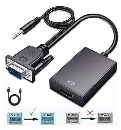 Adaptador convertidor Video Vga A Hdmi Con Audio Full Hd 1080p