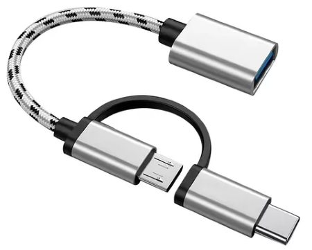 Cable 2 En 1 Adaptador Micro Usb V8 Tipo C A Usb 3.0 Otg