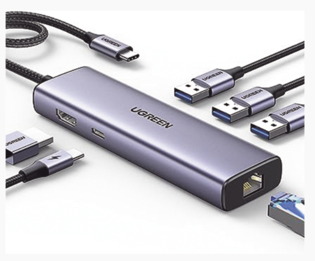HUB USB-C (Docking Revodok) 6 en 1 | 3 Puertos USB-A 3.0 (5 Gbps) | USB-C PD 100W | HDMI 4K@30Hz | Entrada 1 RJ45 (Gigabit Ethernet) | Chip de Última Generación | Potente Disipación de Calor | Caja de Aluminio.