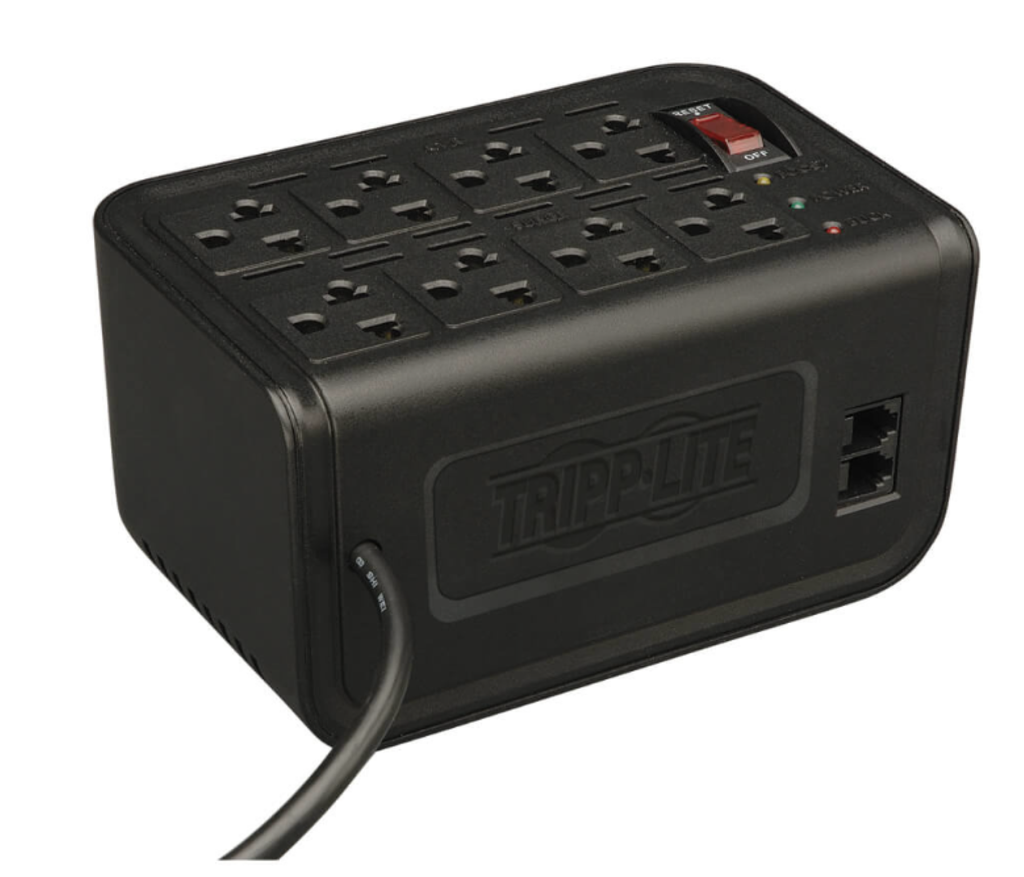Regulador tripp lite vr1208r 8 cont. 5-15r / 500 watts / 120v / 60hz con supresor de sobretensiones