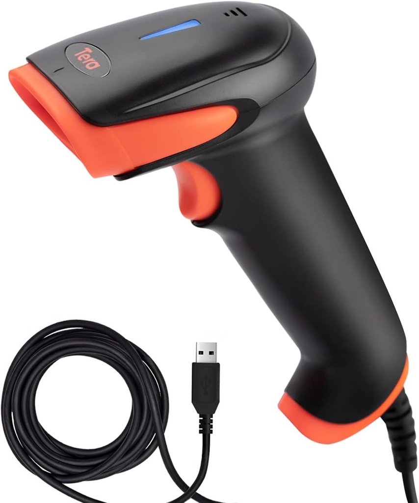 Lector de código de barras con cable USB Tera 1D, lector de código de barras portátil con pantalla 1500C 
 CCD 