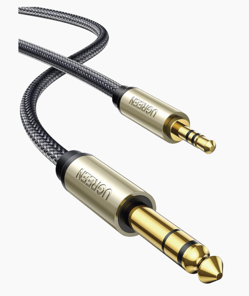 Cable Audio Estéreo 3.5mm (1/8") TRS a 6.35mm (1/4") TS (Estéreo), 5 Metros, Audio de Hi-Fi, Trenza de Nylon, Blindaje Múltiple, Caja de Aleación Zinc, Núcleo de Cobre Puro