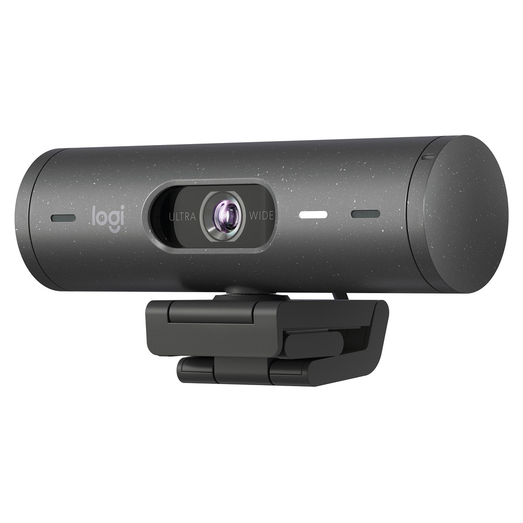 Logitech camara Brio 500 Full HD Webcam: autocorrección de luz, autoencuadre, visualización, mics con reducción de Ruido, Webcam con privacidad, para Microsoft Teams, Google Meet, Zoom - Grafito