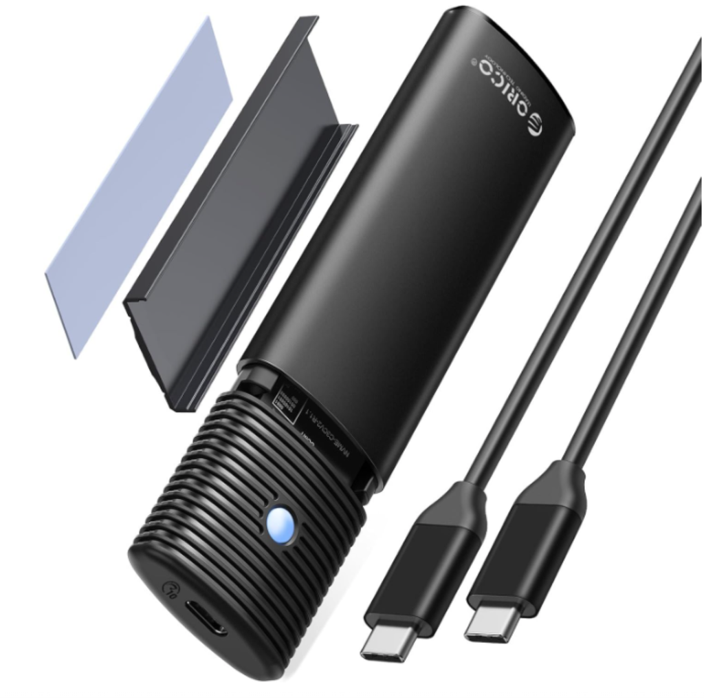 ORICO Carcasa SSD M2 NVMe SATA, Adaptador USB 3.2 Gen 2 10Gbps Caja para Discos Duros Compatible con 2230, 2242, 2260, 2280, Recintos Sin Herramientas, UASP- PWDM2G2-BK