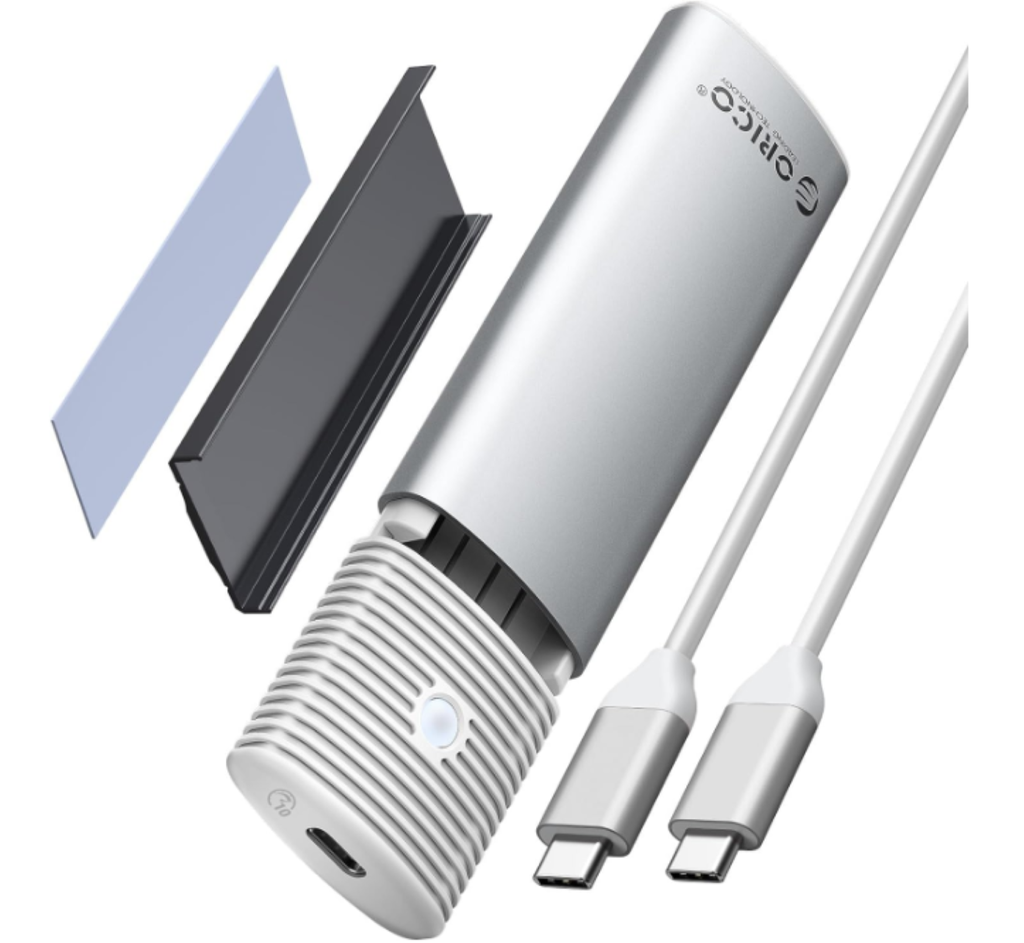 ORICO Carcasa SSD M2 NVMe SATA, Adaptador USB 3.2 Gen 2 10Gbps Caja para Discos Duros Compatible con 2230, 2242, 2260, 2280, Recintos Sin Herramientas, UASP- ORICO-PWDM2-G2A-WH 
