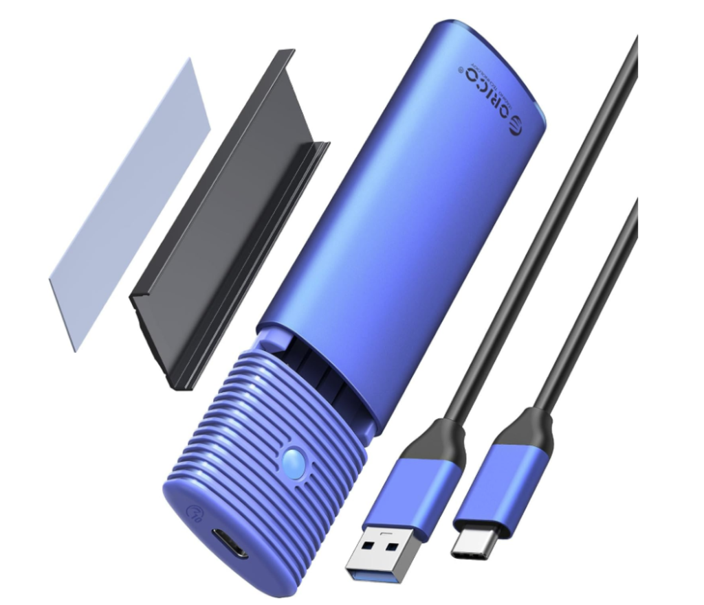 ORICO Carcasa SSD M2 NVMe SATA, Adaptador USB 3.2 Gen 2 10Gbps Caja para Discos Duros Compatible con 2230, 2242, 2260, 2280, Recintos Sin Herramientas, UASP- ORICO-PWDM2-G2A-BL