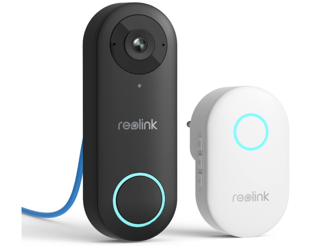 Timbre de puerta de video cámara PoE REOLINK – Diagonal de 180 grados, cámara de seguridad IP de 5 MP para exteriores con timbre V2, conversación de 2 vías, Plug & Play, almacenamiento local seguro