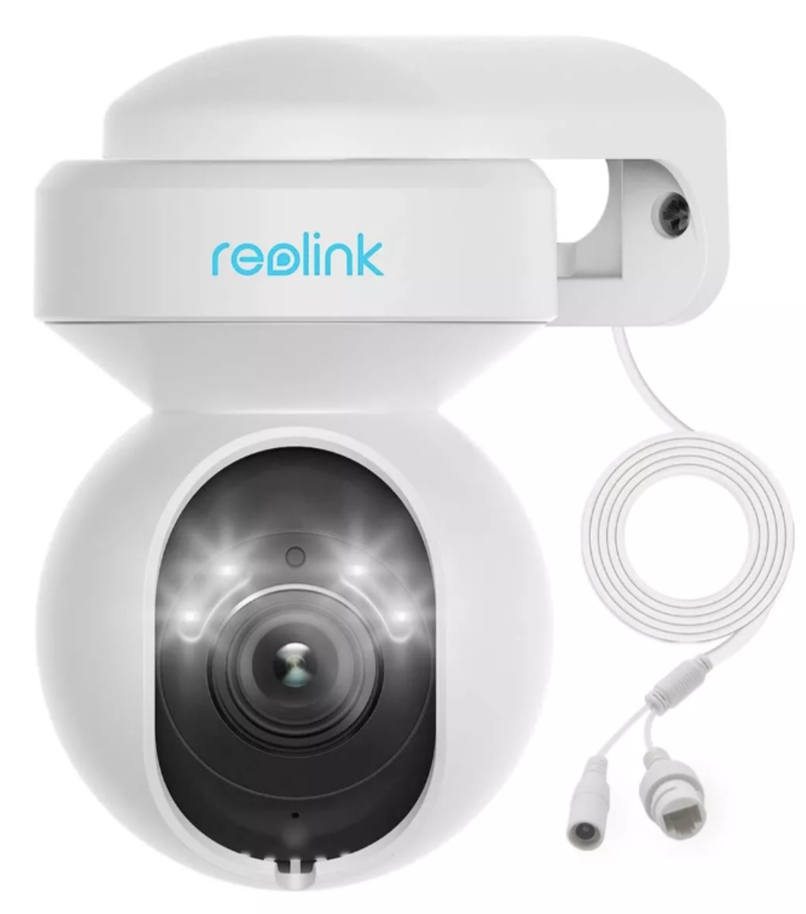Cámara De Seguridad Wifi Enchufable REOLINK E1 para Exterior 4K, cámara IP PoE con zoom óptico 3X y seguimiento automático, panorámica de 355° e inclinación de 50°, visión nocturna de color, detección de seres humanos/vehículos/mascotas, conversación de 2 víasReolink