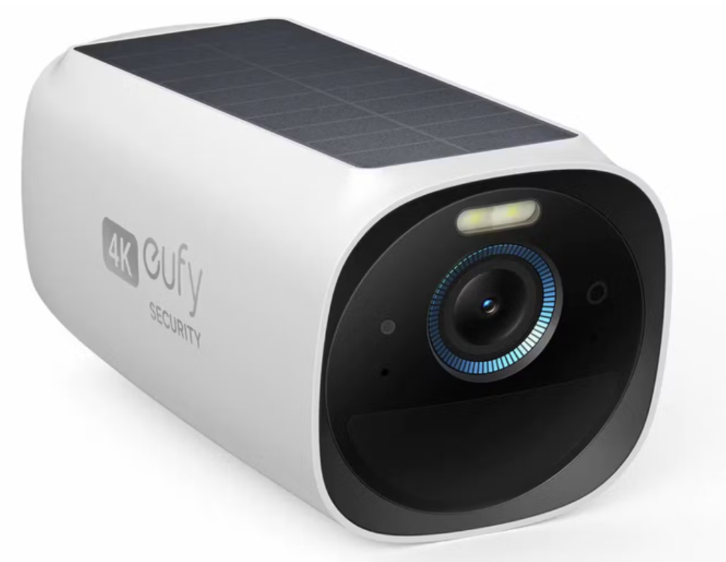 Camara de seguridad eufyCam S330 (eufyCam 3) inalámbrica para exteriores, cámara 4K con panel solar integrado, IA de reconocimiento facial, almacenamiento local