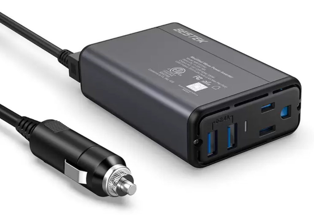 Inversor Bestek de Corriente Para Auto Mini + Adaptador para Automóvil Dc 11- 15v 18A USB 5V 4.2A 