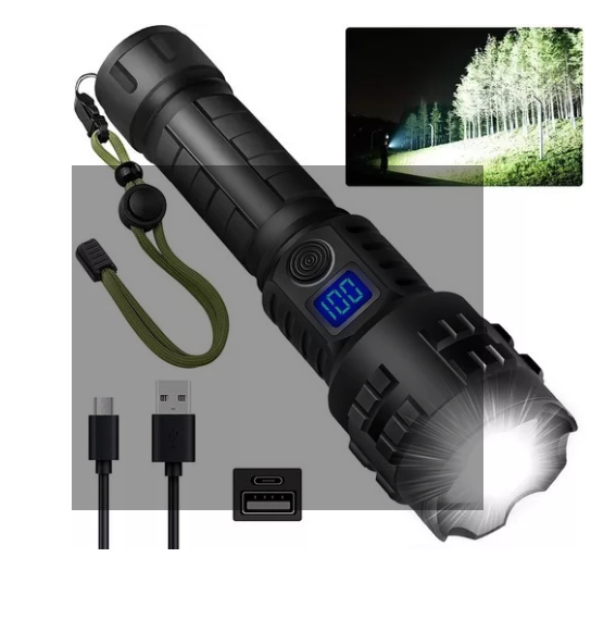 Lámpara Táctica Ultra Potente 100000 Lúmenes Con Power Bank