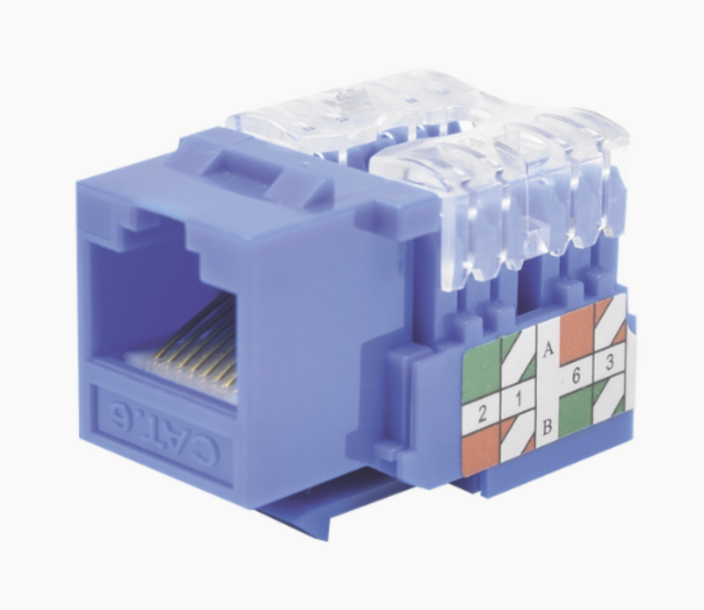 Conector Jack RJ45 Estilo TG, Mini-Com, Categoría 5e, de 8 posiciones y 8 cables, Color Azul