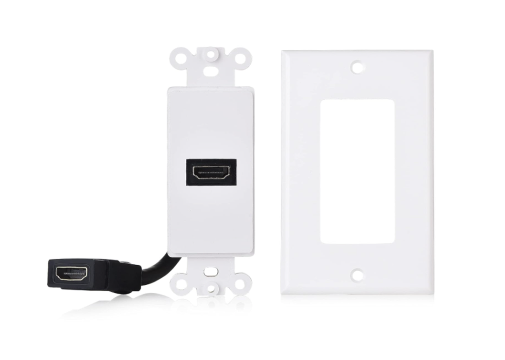 Cable Matters Paquete de 2 Placas de Pared HDMI de 1 Puerto en Blanco (compatibilidad con 4K UHD, ARC y Ethernet Pass-Thru)