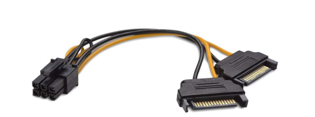 Cable Matters Paquete de 2 cables de alimentación PCIe de 6 pines a SATA dual, 2X SATA a PCIe de 6 pines - 4 pulgadas